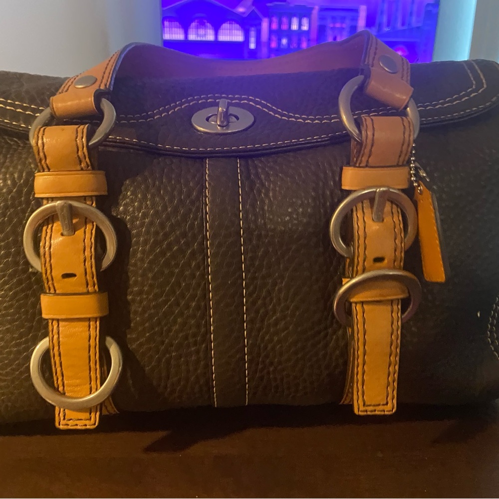 Coach Black and Tan Leather Satchel